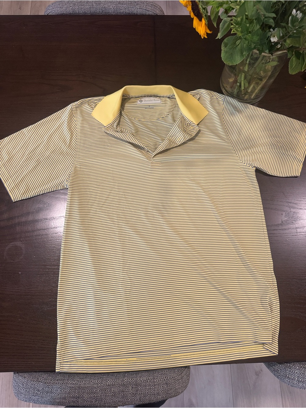 Donald Ross- Yellow /blue Striped Polo Shirt
